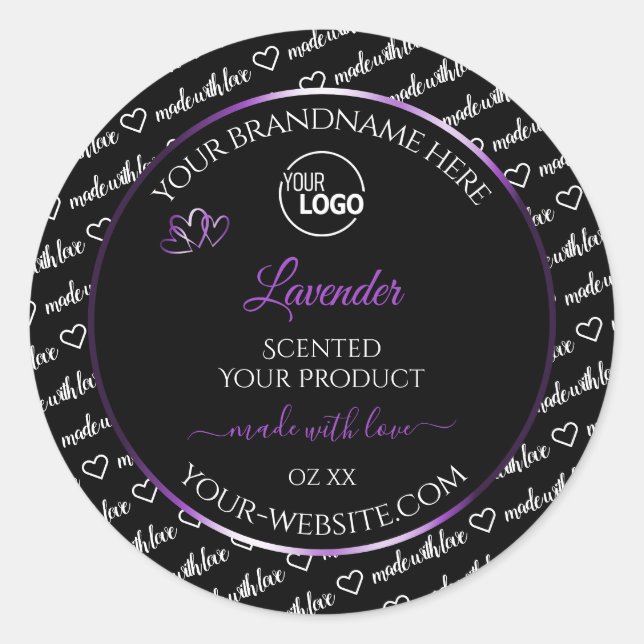 Black White Word Cloud Purple Product Labels Logo (Front)