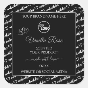 Black White Word Cloud Silver Product Labels Logo