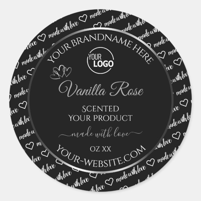 Black White Word Cloud Silver Product Labels Logo (Front)