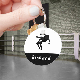 Black & White Wrestling Theme Design Wrestler Name Keychain