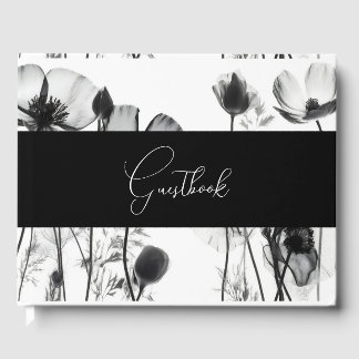 Black & White X-Ray Flowers Wedding Guest Book