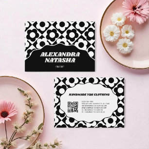 Black White Y2K Flower Handmade Clothing Business Card