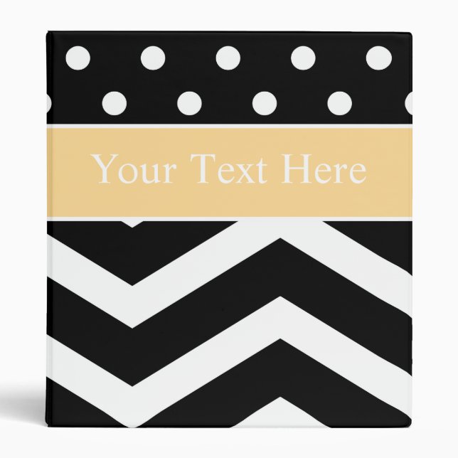 Black White Yellow Chevron Custom Binder (Front)