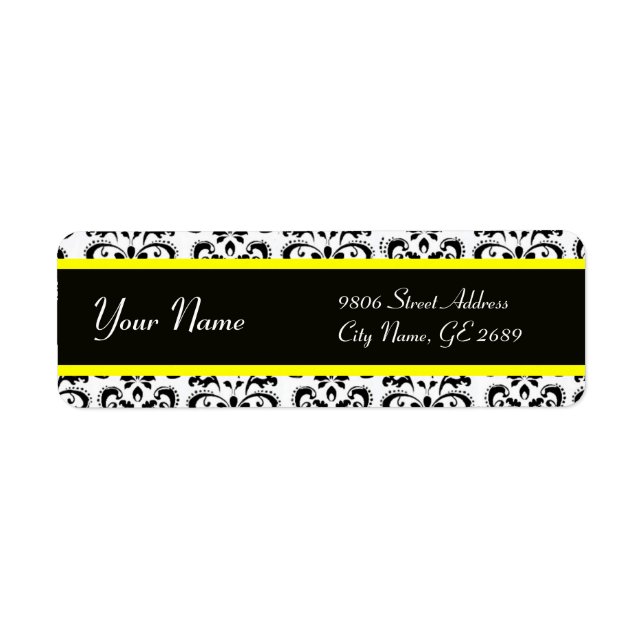 BLACK WHITE YELLOW DAMASK (Front)