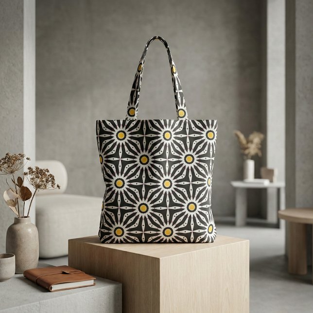 Black White & Yellow Mosaic Geometric Pattern Fabric (Creator Uploaded)