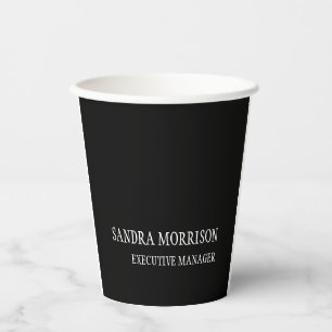 Black White Your Name Minimalist Personal Modern Paper Cups