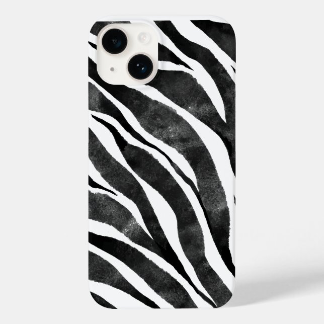 Black white Zebra Animal Print  Case-Mate iPhone Case (Back)