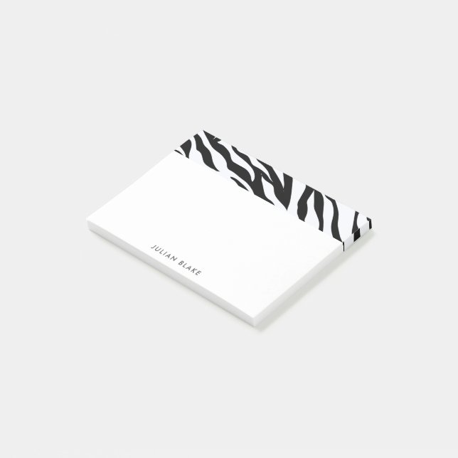 Black & White Zebra Animal Print Personalize Post-it Notes (Angled)