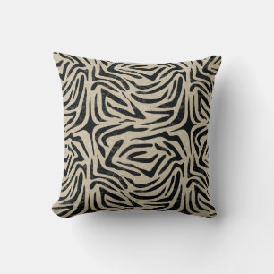 Black white Zebra Animal Print  Throw Pillow