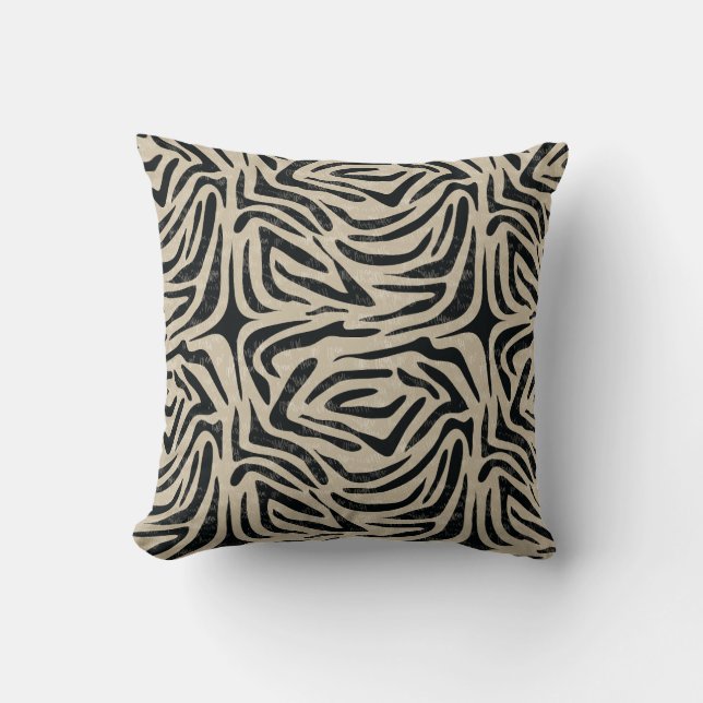 Black white Zebra Animal Print  Throw Pillow (Front)
