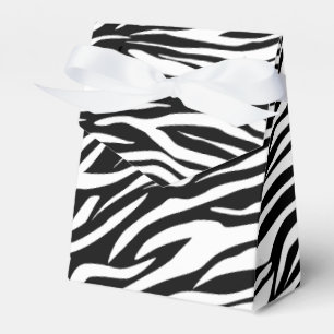 Black white zebra animal print wedding favor box