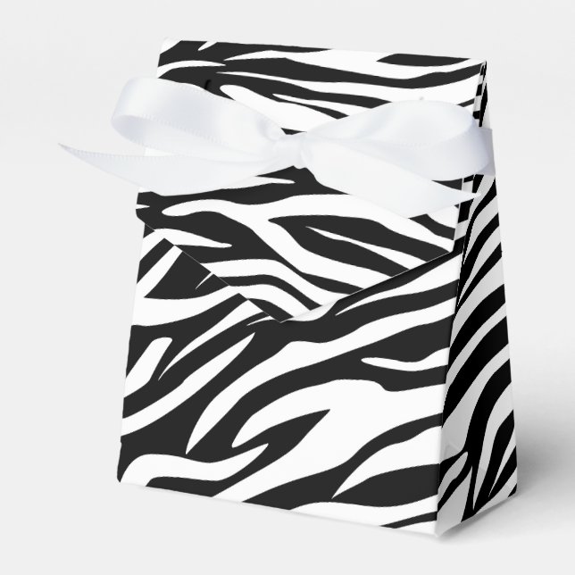 Black white zebra animal print wedding favor box (Front Side)