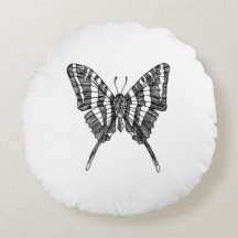 Black & White Zebra Butterfly Ink Drawing
