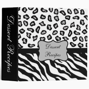 Black & White Zebra & Cheetah Skin Custom Recipe Binder