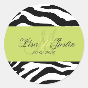 Black White zebra, monogram stickers