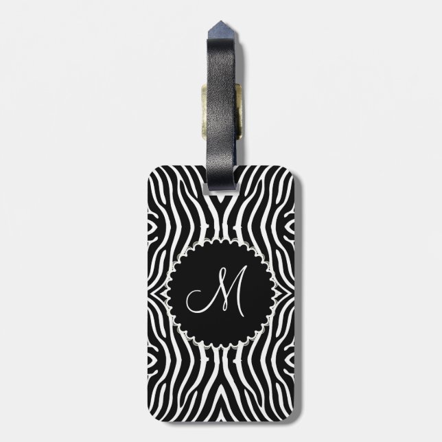 Black & White Zebra Pattern Customized Luggage Tag (Back Vertical)