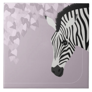 Black White Zebra Pink Ivy Tile