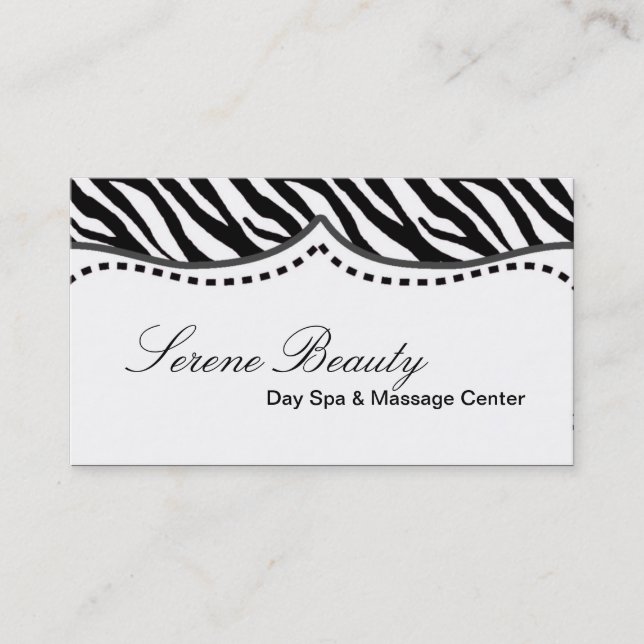 Black White Zebra Print Animal Business Card (Front)