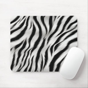 Black White Zebra Print Animal Safari Mouse Pad