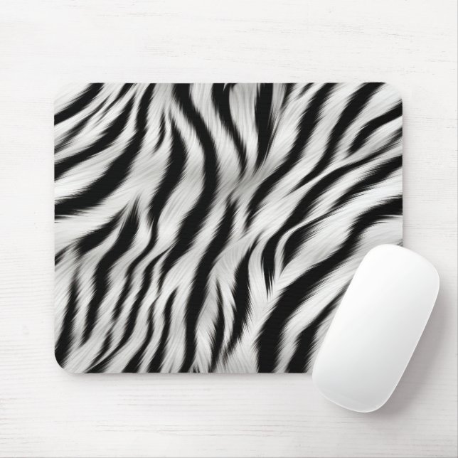  Black White Zebra Print Animal Safari Mouse Pad (With Mouse)