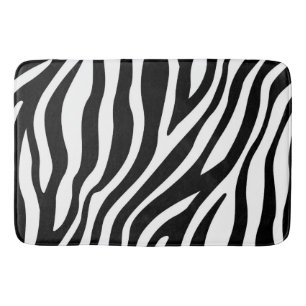 Black White Zebra Print Bath Mat