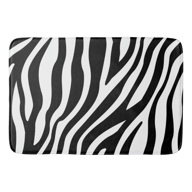 Black White Zebra Print Bath Mat (Front)