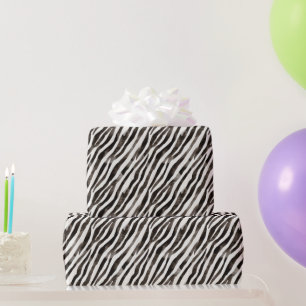 Black White Zebra Print Birthday Wrapping Paper