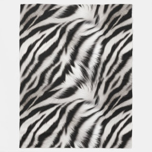 Black White Zebra Print Fur Fleece Blanket