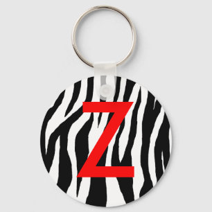 Black & White Zebra Print Keychain