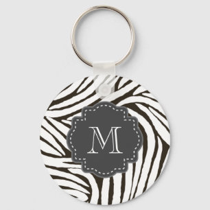 Black White Zebra Print Keychain