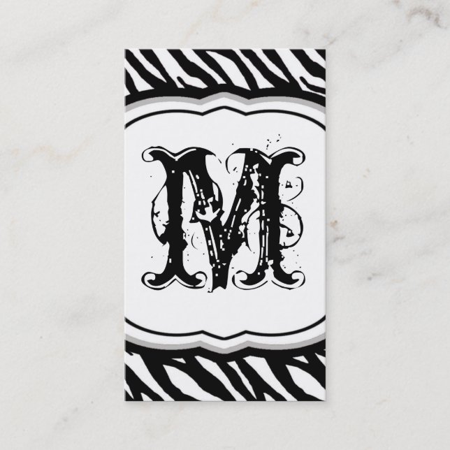 Black White Zebra Print Pattern Business Card (Front)