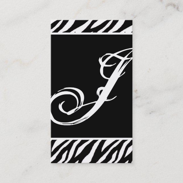 Black White Zebra Print Pattern Business Card (Front)