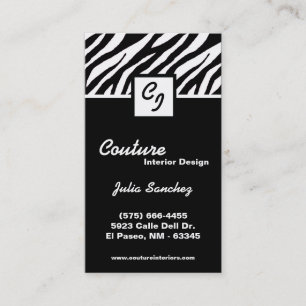 Black White Zebra Print Personalize Business Card