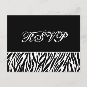 Black White Zebra Print RSVP Wedding Response Card