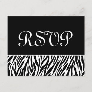 Black White Zebra Print RSVP Wedding Response Card