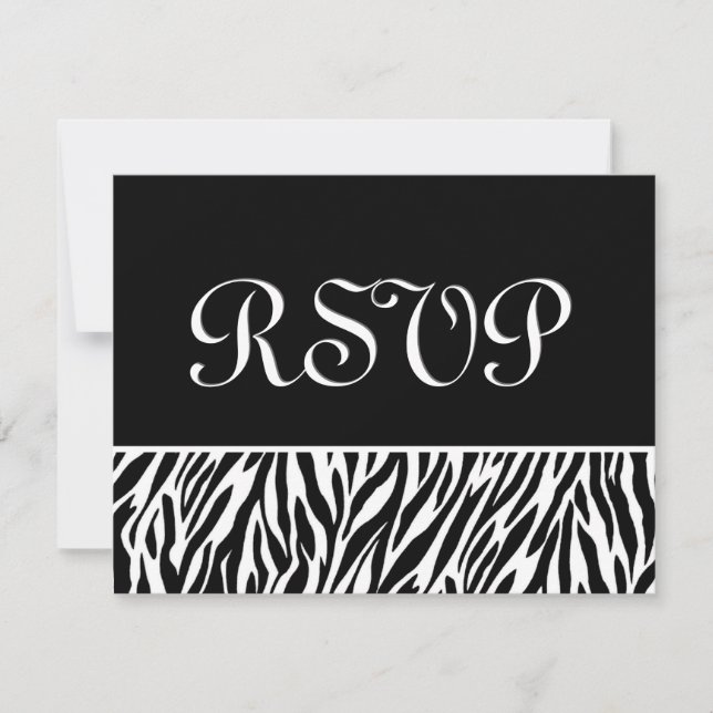 Black White Zebra Print RSVP Wedding Response Card (Front)