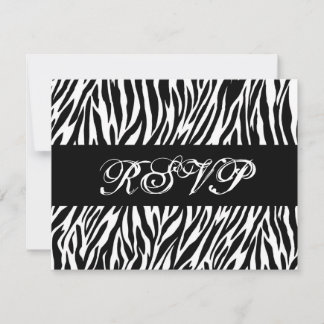 Black White Zebra Print RSVP Wedding Response Card
