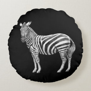 Black & White Zebra Round Pillow