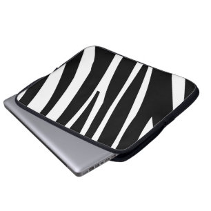 Black white zebra stripe fun stylish laptop sleeve