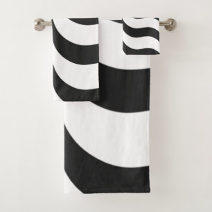 black + white zebra stripe pattern modern bath towel set