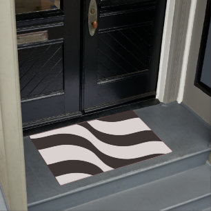 black + white zebra stripe pattern modern doormat