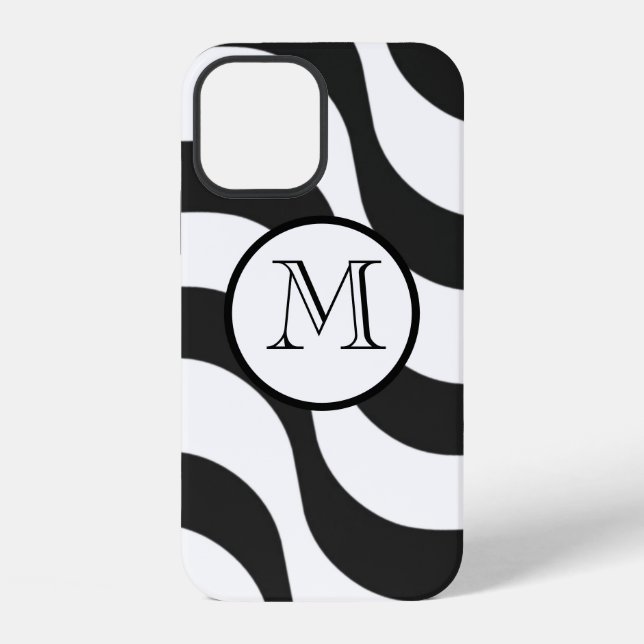 black + white zebra stripe pattern modern iPhone case (Back)