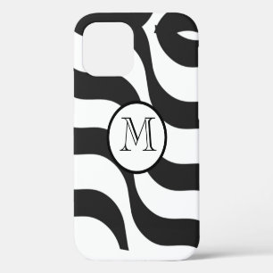 black + white zebra stripe pattern modern iPhone 12 case