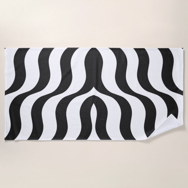 black + white zebra stripe pattern modern  pillow beach towel (Front)