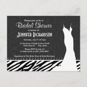 Black & White Zebra Stripes Invitation Postcard