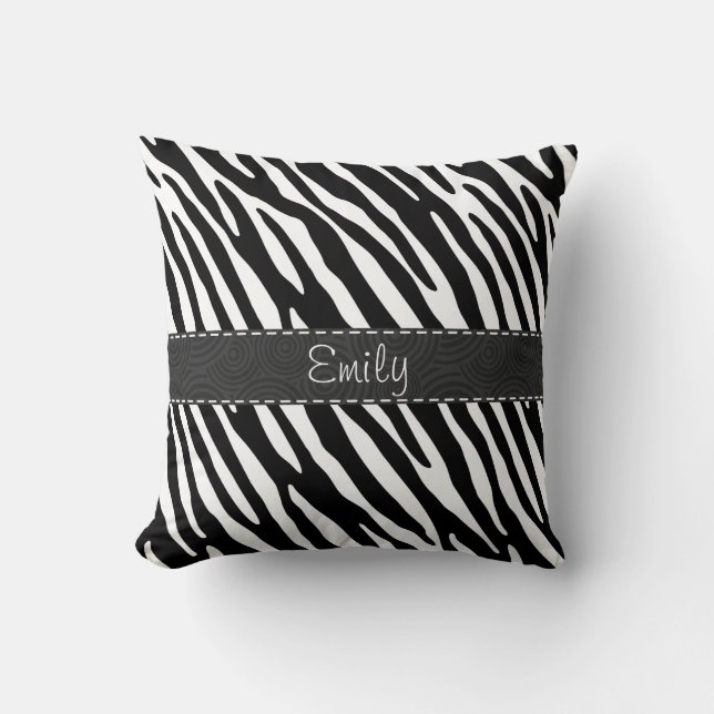 Black & White Zebra Stripes Throw Pillow (Front)