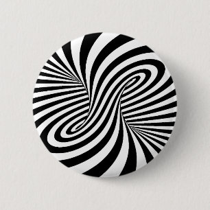 BLACK WHITE ZEBRA SWIRLS PATTERNS OPTICAL ILLUSION 2 INCH ROUND BUTTON