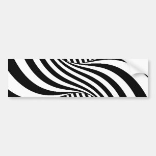 BLACK WHITE ZEBRA SWIRLS PATTERNS OPTICAL ILLUSION BUMPER STICKER