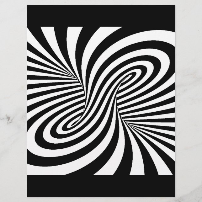 BLACK WHITE ZEBRA SWIRLS PATTERNS OPTICAL ILLUSION FLYER (Front)