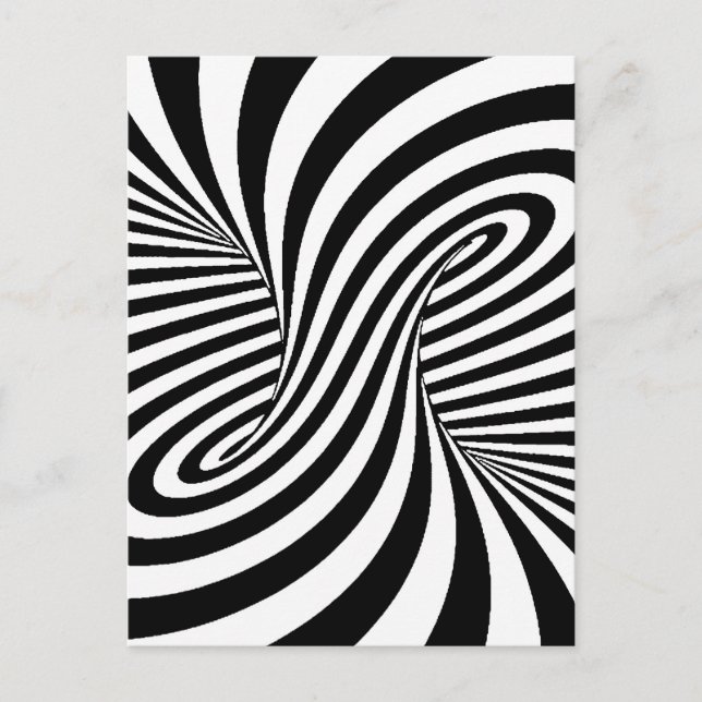 BLACK WHITE ZEBRA SWIRLS PATTERNS OPTICAL ILLUSION POSTCARD (Front)